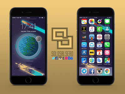 Wallpaper October 2015 - iPhone 6 adobe adobe illustrator apple earth flat graphic design iphone moon solosalsero space vector wallpaper