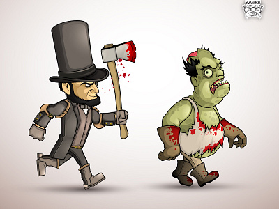 Lincoln hunter of zombies characters game illustration vector zombie