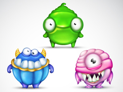 Three Monsters characters game illustration monsters vector