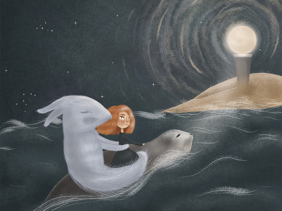 Seal and Planet fairy tale kid book kid illustration magic creatures magic illustration nature planet sea seal