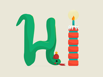 Just hi!)) cake christmas green holiday illustration new year snake vector vector illustration