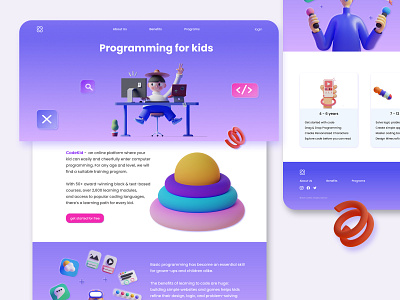 CodeKid Landing page 3d bright figma kid landing landing page design uiux webdesign