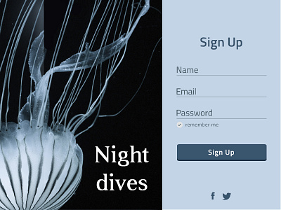 Sign up page for Diving company for #dailyui #001 dailyui 001 first shot sign up