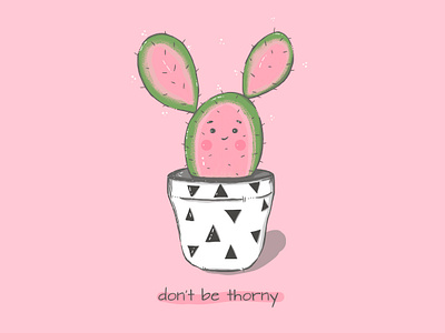 Don't be thorny baby cactus child contemporary cute digitalart fairytale illustration illustrator pink plant print