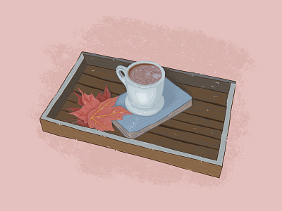 Autumn is near autumn book cocoa cup illustration salver