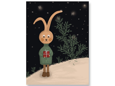 Greeting card with rabbit christmas greetingcard holiday magic illustration new year rabbit