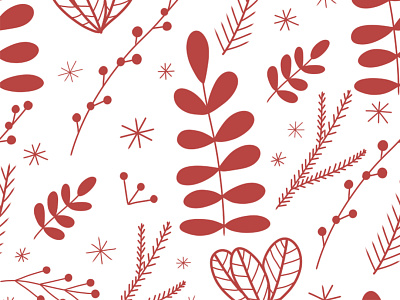 Winter-spring pattern abstract botanical illustration nature pattern print red