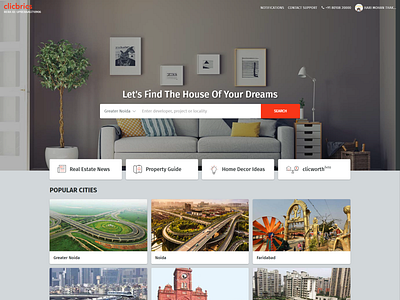 Landing page design for clicbrics.com landing page design property realestate ui ux web deisgn website