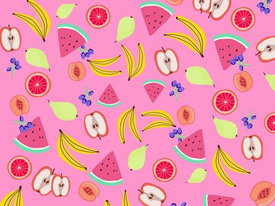 Fruitsalad apple banana colours fruits illustration mix procreate salad spring summer watermelon