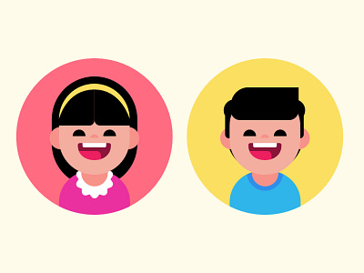 Girl and boy design flat icon illustration vector