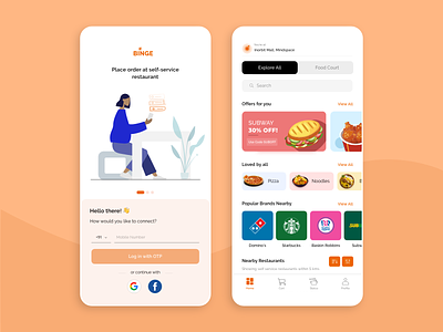 Binge Mobile App food ordering app restaurant self service