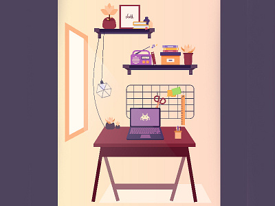 Work Corner flat design graphic art graphics illustration vector vector illustration wallpaper