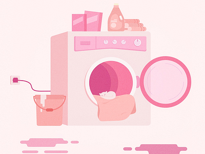 Loads of cute adobe illustrator drawing flat design illustration laundry pink vector washing machine