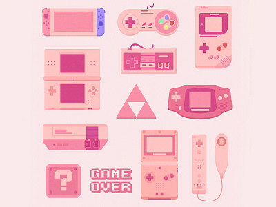 Pink Nintendo adobe illustrator controller design drawing flat design game graphic graphic art graphics illustration nintendo pastel pink vector
