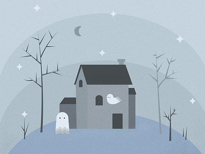 Gloomy ghost halloween house vector