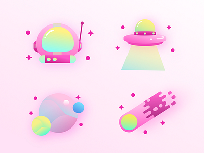 Space Icons astronout icon icon set icons meteor pink planet space ufo