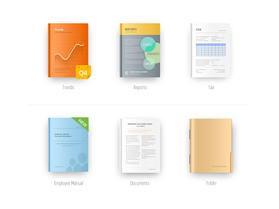 Document icon color design documents employee folder icon manual reports tax trends