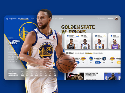 Sports App app basketball design flat gsw interface nba product sport stephen curry ui