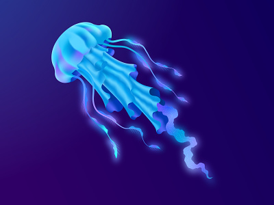 Jellyfish art blue colorful dark draw drawing gradient graphic illustration illustrator jellyfish paint sea shine vector