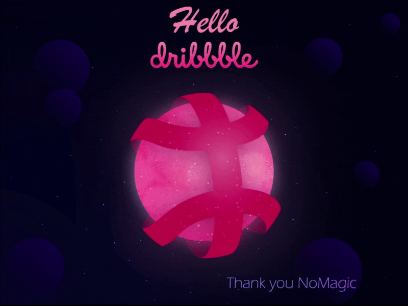 Hello Dribbble after effect animation debute debutshot dribbble first design first shot gif graphic design hello dribble hi dribbble illustraor illustration invite magic planet spase