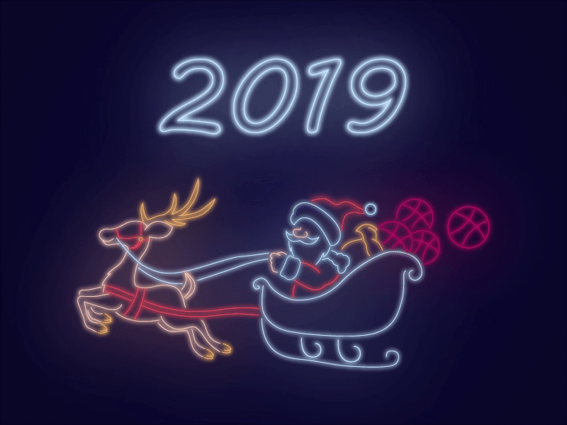 Happy New Year 2019 2019 affter effects animation christmas deer deer gif gift holy merry christmas neon new year new year 2019 santa claus