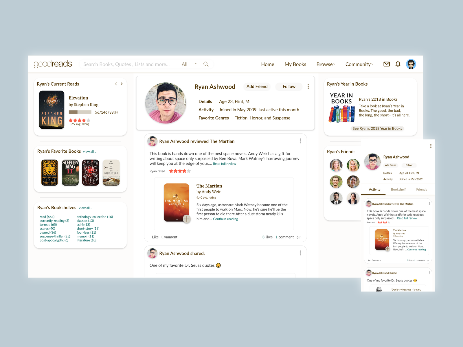 Goodreads Profile Redesign by yomaldoesdesign on Dribbble