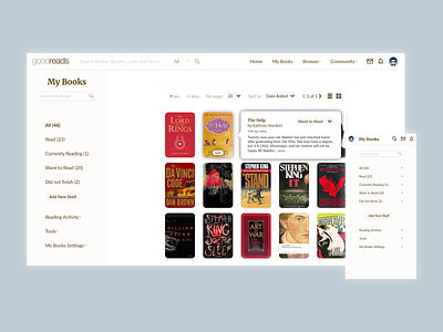 Goodreads My Books page Redesign