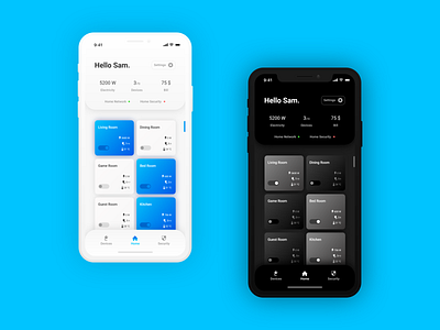 Home Monitoring App Light mode/ Dark mode