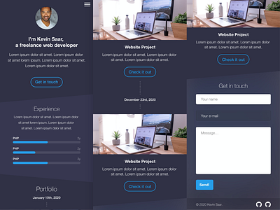 Freelance Web Developer Mobile Portfolio dark minimal mobile ui ux web web design