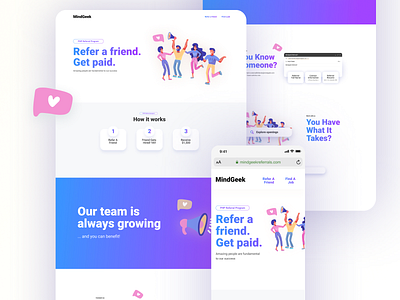 Referral Page colorful friend mobile referral ui ux web