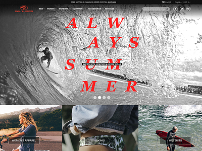 Southbird Surfshop Web Concept art direction surf surfing ui web