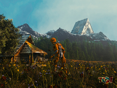 cabin in the mountains by tg 1 3d art cinema4d creativity digitalart futuristic octane render