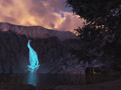 Glowing waterfall 3d cinema4d creativity octane render