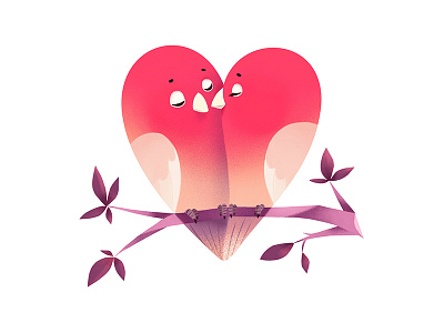 Lovebirds animal birds cute design illustration lovebirds shapes valentine day