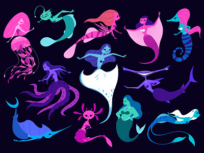 Mermaids cartoon character design characters design doodles mermaids mermay