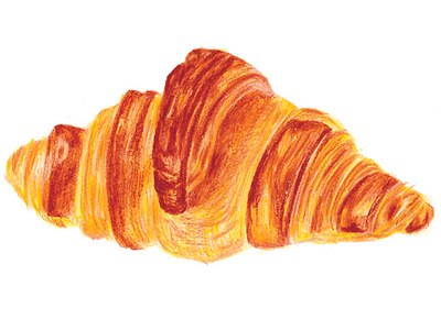Croissant colored pencil illustration pastry