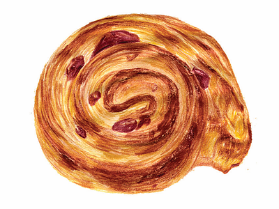 pastry series: pain aux raisin colored pencils illustration pastry prisms