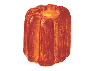 Canalé colored pencil illustration pastry