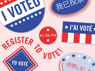 Register to Vote american blue composition design diversity graphic graphic design illustration multilingual pink political red shapes stars stars and stripes typography variation vector vote white