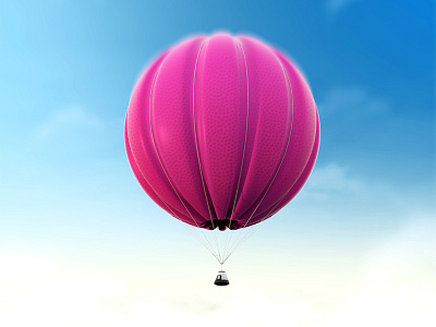 Dribbble Expedition 3d balloon capsule clouds dribbble expedition modo pink psd rope sky space