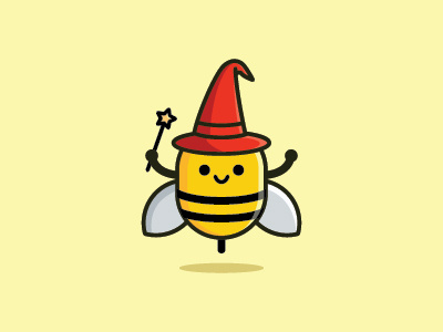 Magic Bee bee cartoon character creative cute honey illustration logo magic magician mascot sweet