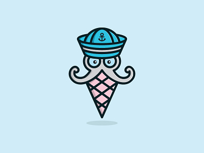 Ice Sailor Logo cartoon character cone hat ice cream mascot octopus sailor