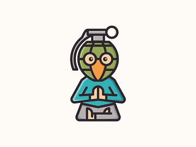 Guru Grenade Logo Concept army bird bomb carrtoon character grenade guru logo mascot meditation yoga