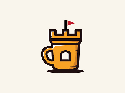 Castle Coffee beverage brick cafe castle coffee cup drink fortress icon logo mug tower