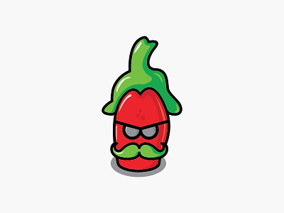 Hot Chili bandit cartoon character chili fresh hot logo man mascot pepper red
