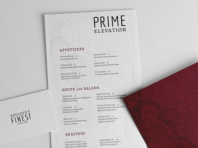 Prime Elevation Menu branding colorado menu restaraunt typography