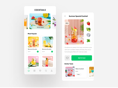 COCKTAILS app blur cocktail concept design drink minimal summer tasty ui uiux ux