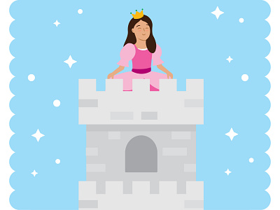 Princess and her tower building castle crown design flat flat illustration flyer girl scouts illustration invite princess vector
