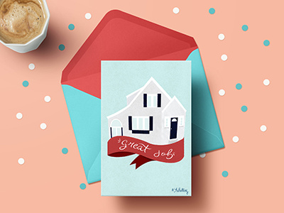 House Greeting Card card design good job greetingcard home house illustration lauren hom lettering self appreciation typography vector