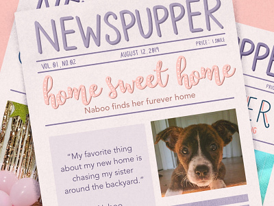 "Good News" Newspupper cute design dog good happy illustration lauren hom lettering lettering artist lettering challenge newspaper puppies vector